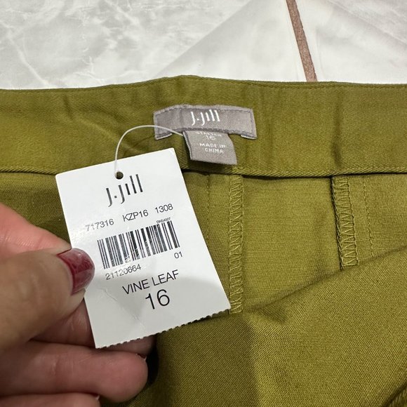 NWT J.Jill Olive Green Mustard Mini Skirt Womens 16 Contemporary Boho Travel - Picture 5 of 10